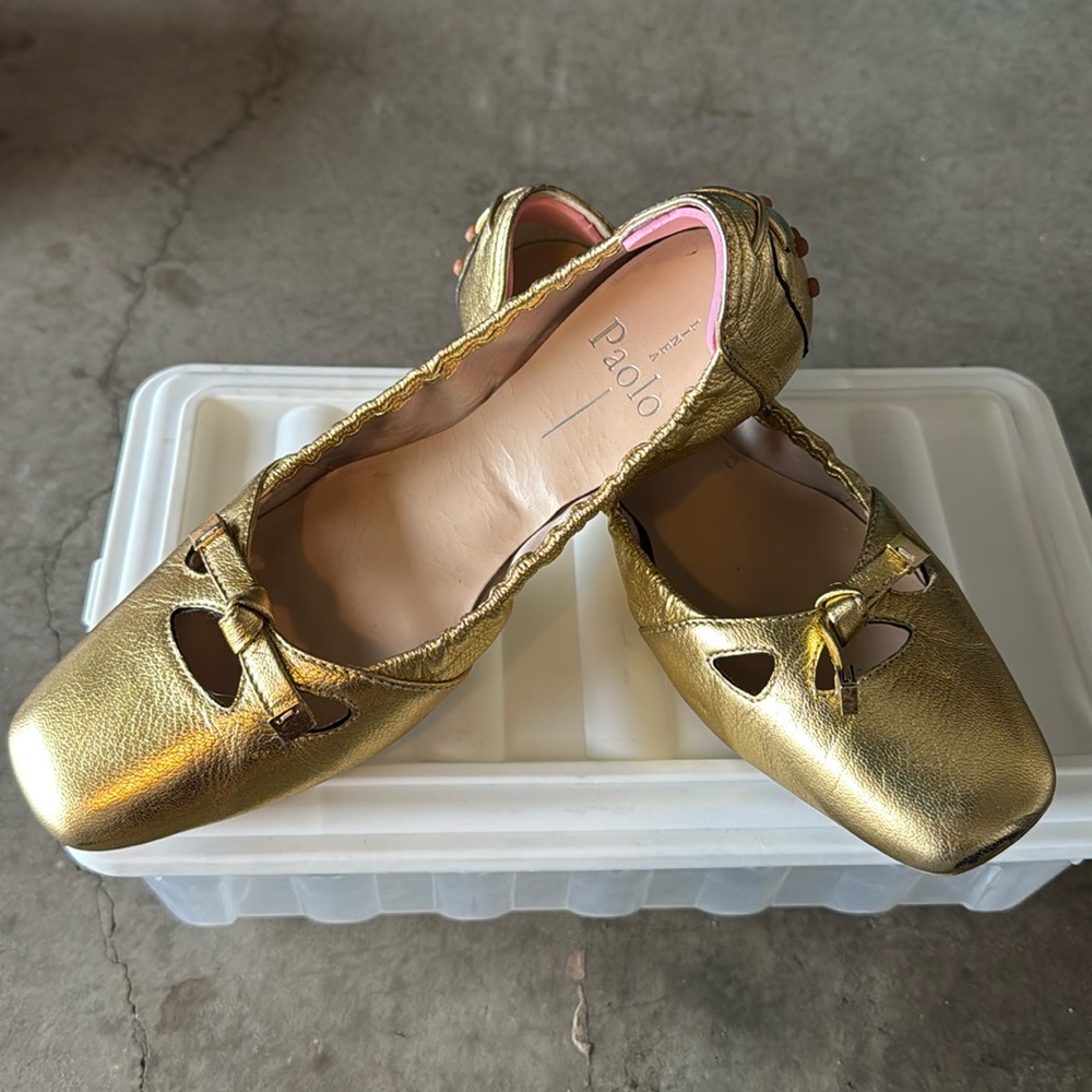Paolo gold ballet flats